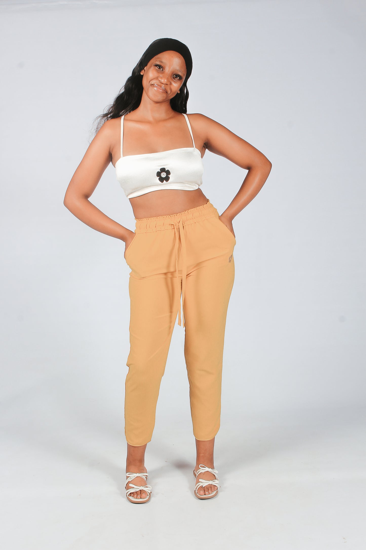 Woman Satin Pants & Crop Top