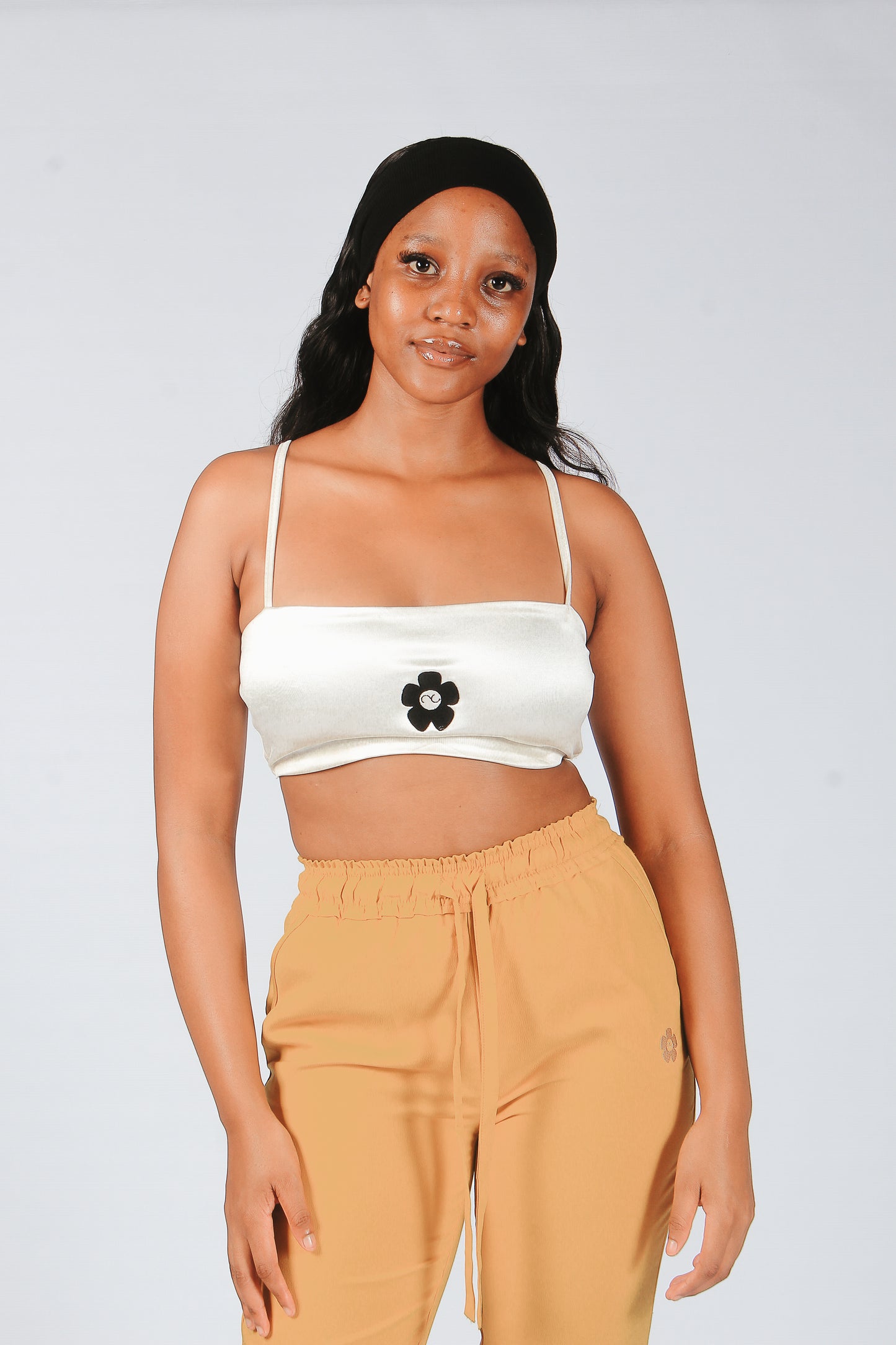 Woman Satin Pants & Crop Top